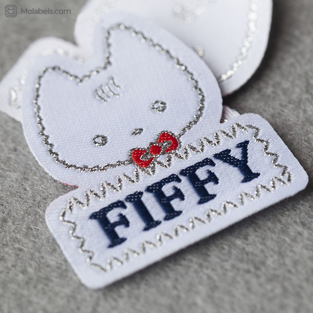 Custom embroidered clothing tags laser cut