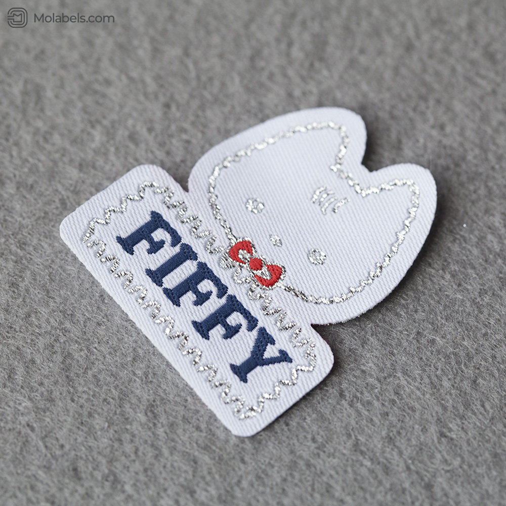 Custom embroidered clothing tags laser cut