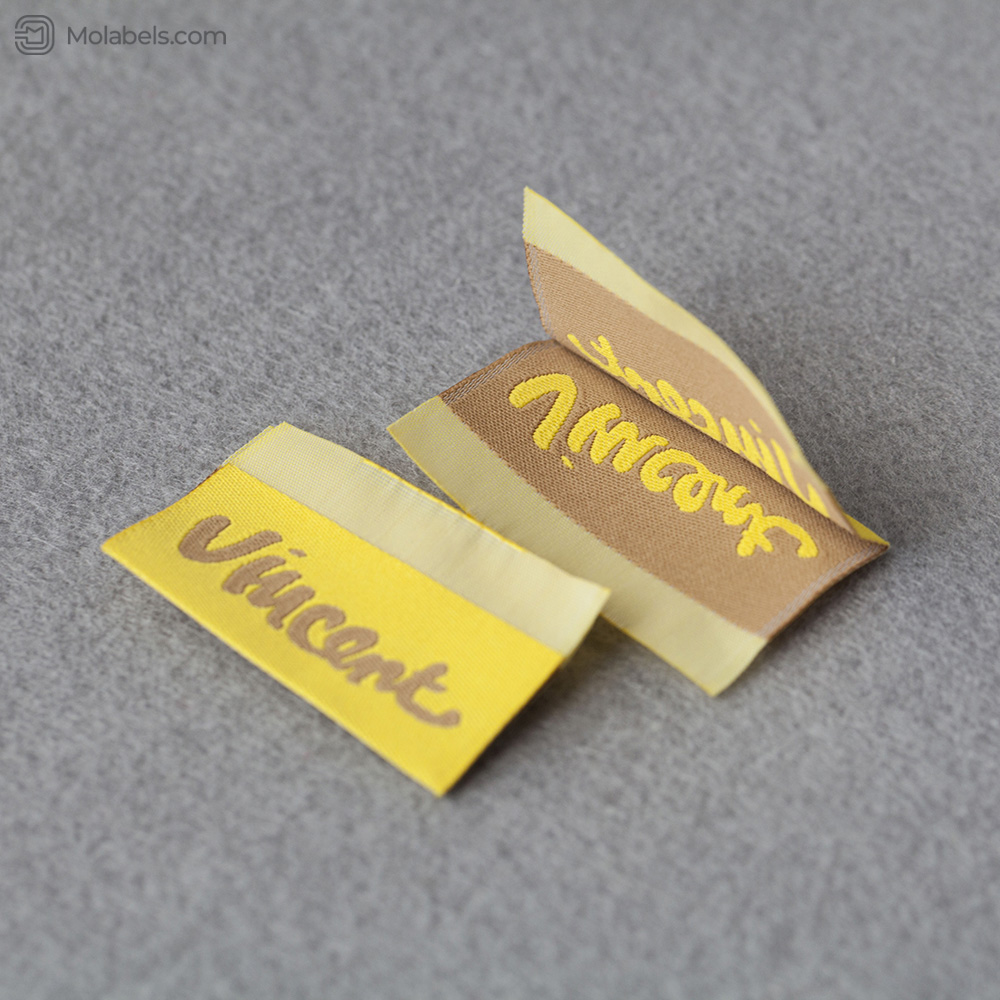 Woven flag label and hem tags for shirt